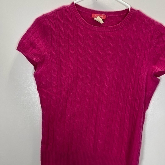 Vintage Definite View Barbiecore Hot Pink Cap Sleeve Knit 100% Cashmere Sweater - Picture 3 of 8
